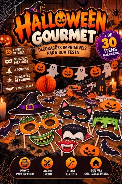 Capa do módulo de recortes Halloween Gourmet: mais de 30 itens para imprimir
